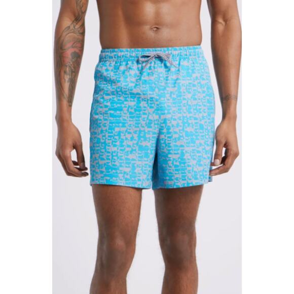 Open Edit Recycled Volley Swim Trunks Black White Geo Print - Picture 3 of 7